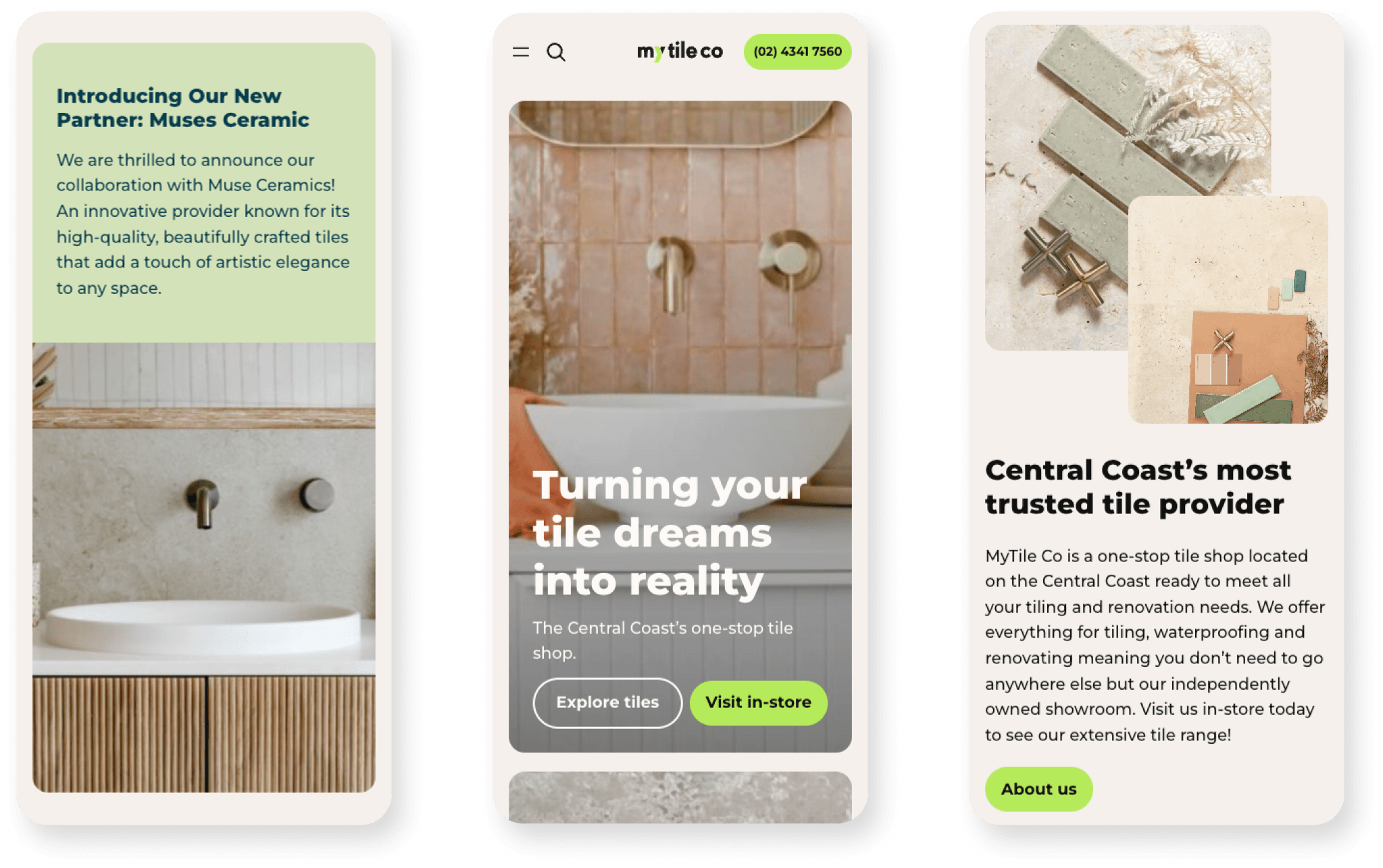 MyTile Co — interface mockup