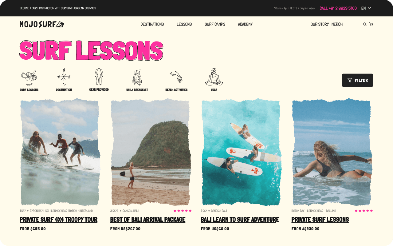 MojoSurf — interface mockup