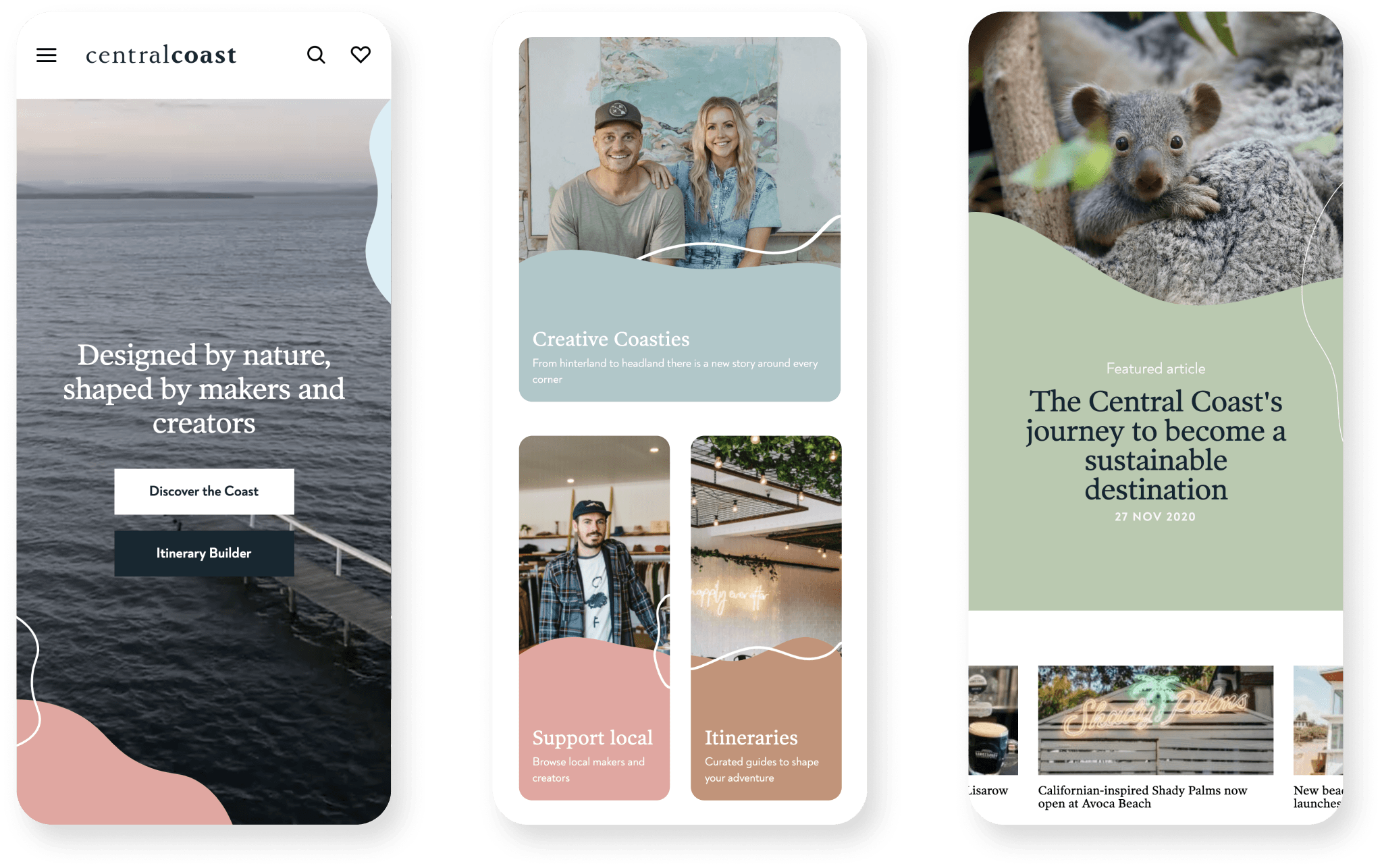 Love Central Coast — interface mockup