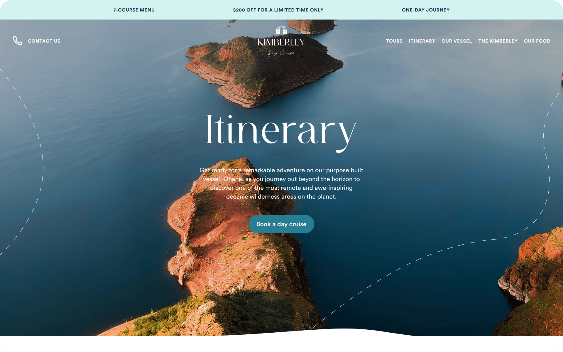 Kimberley Day Cruise — interface mockup