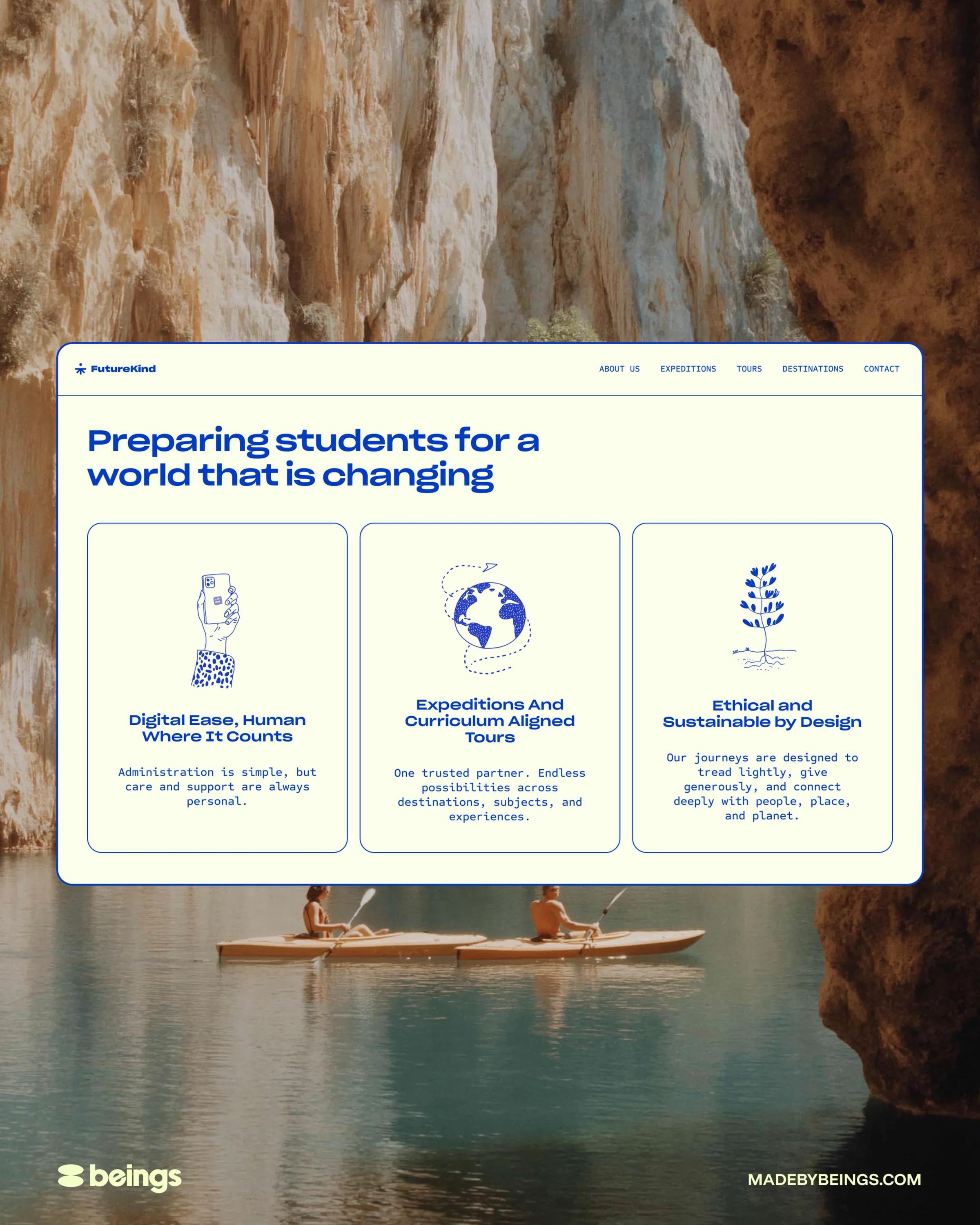 FutureKind school travel website branding